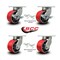 Service Caster 6 Inch Heavy Duty Red Poly on Cast Iron Caster Swivel Locks 2 Brakes, 4PK SCC-KP92S630-PUR-RS-SLB-BSL-2-BSL-2 - alternate 1